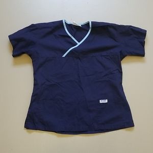 ❤MOBB Scrub top - Navy with light blue piping SM